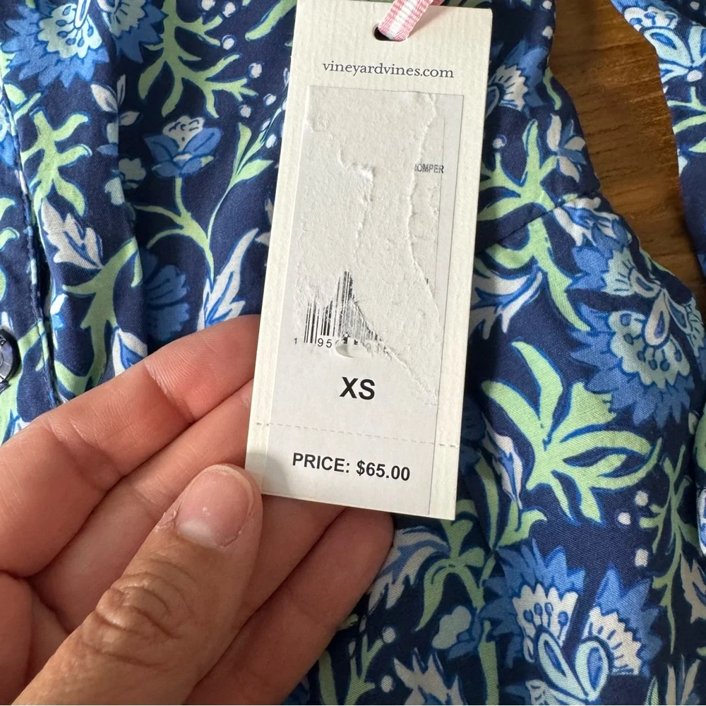 NWT Vineyard Vines Girl’s Romper XS 5-6 Blue Floral